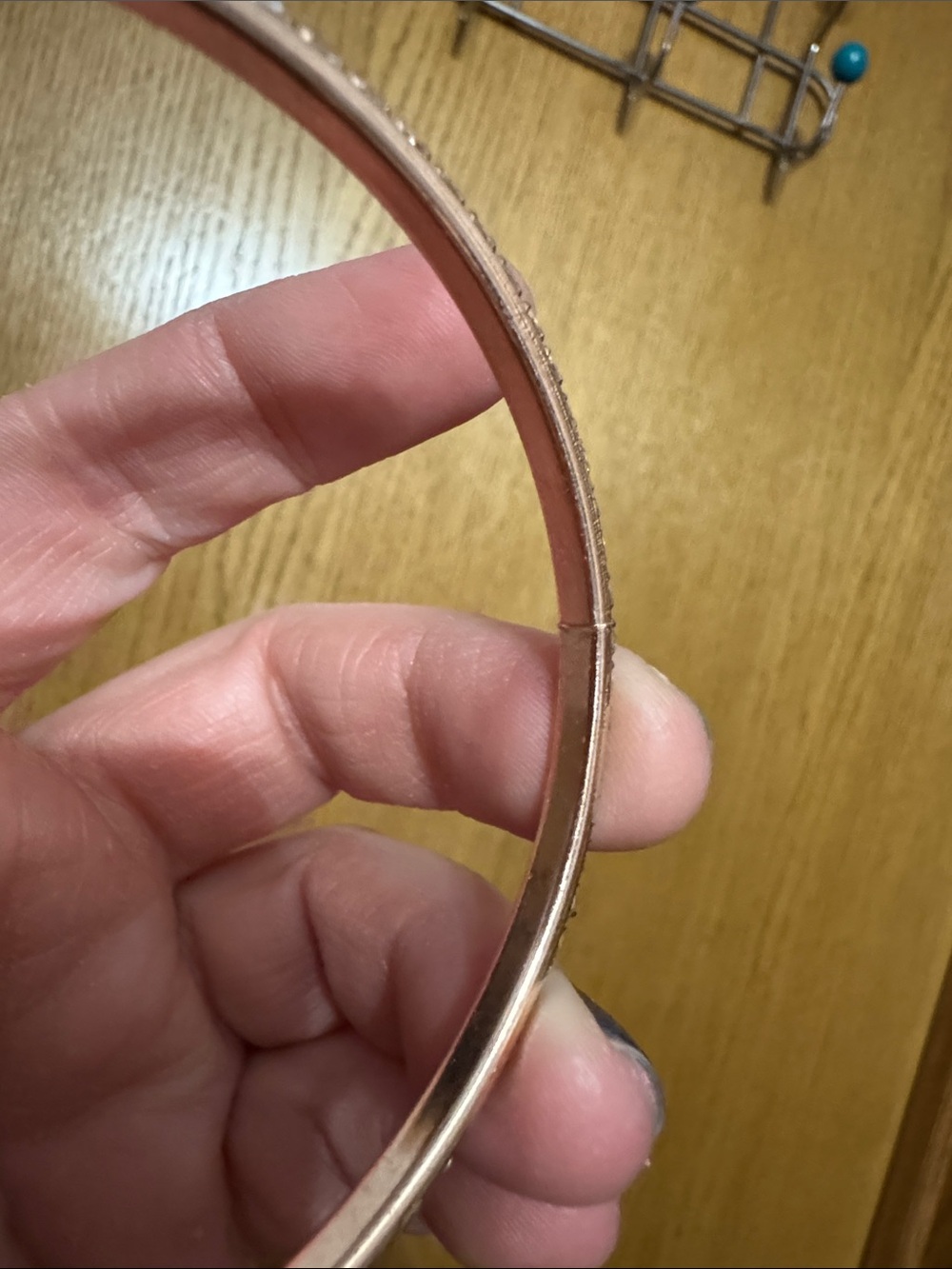 Rhinestone bangle Bracelet in Rose Gold Tone - Picture 5 of 6